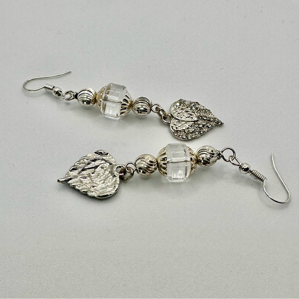 NEW Handmade - Silver Heart Dangle Earrings - Picture 8 of 9